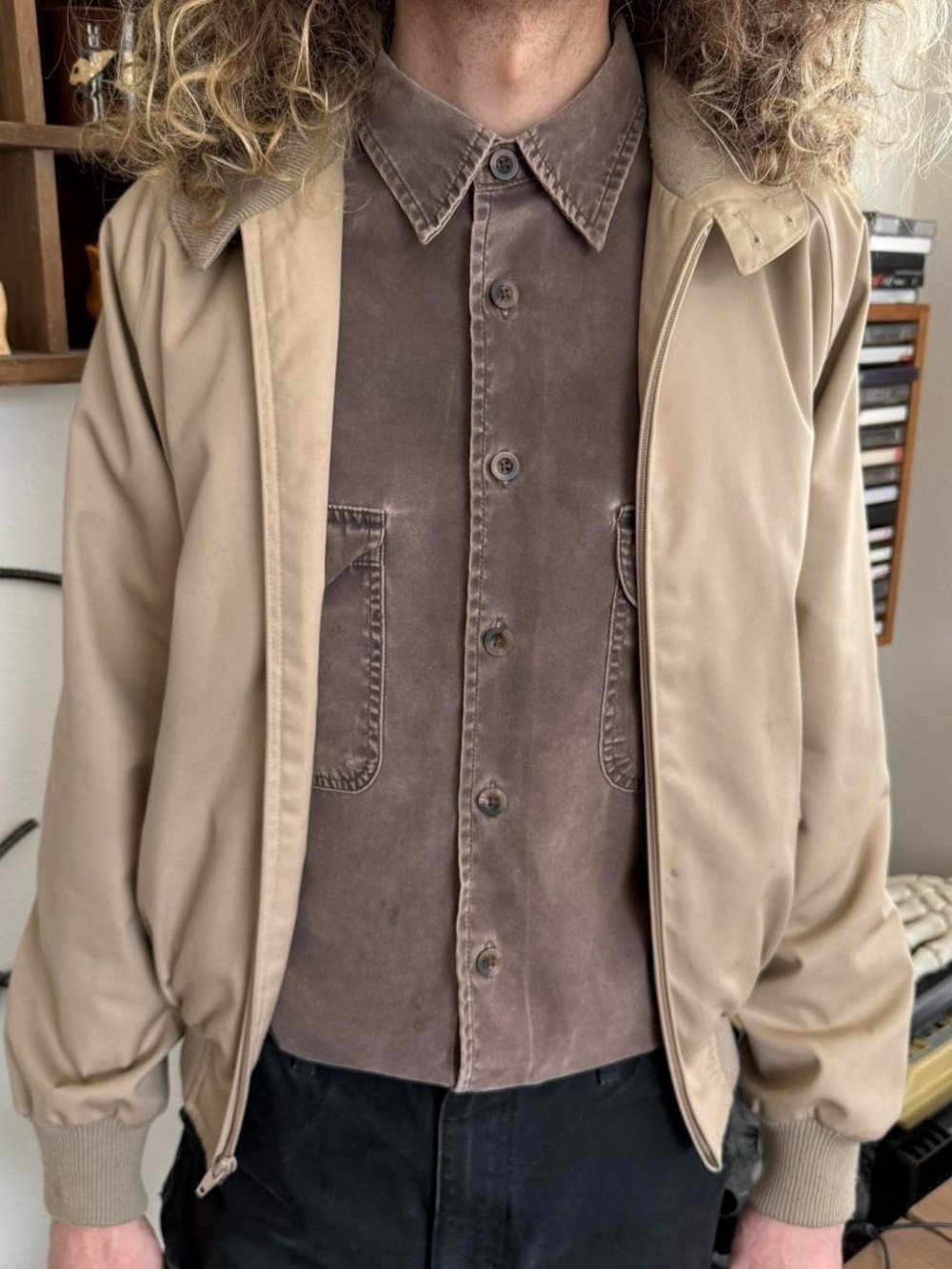 Vintage 90s Tan Harrington Jacket ~ Size XL - Picture 4 of 8